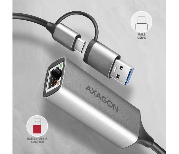 Axagon ADE-TXCA USB-C + USB-A gigabit ethernet adapter - 1485409 - zdjęcie 3